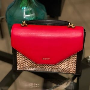 DKNY Alexa Leather colorblock Flap Crossbody